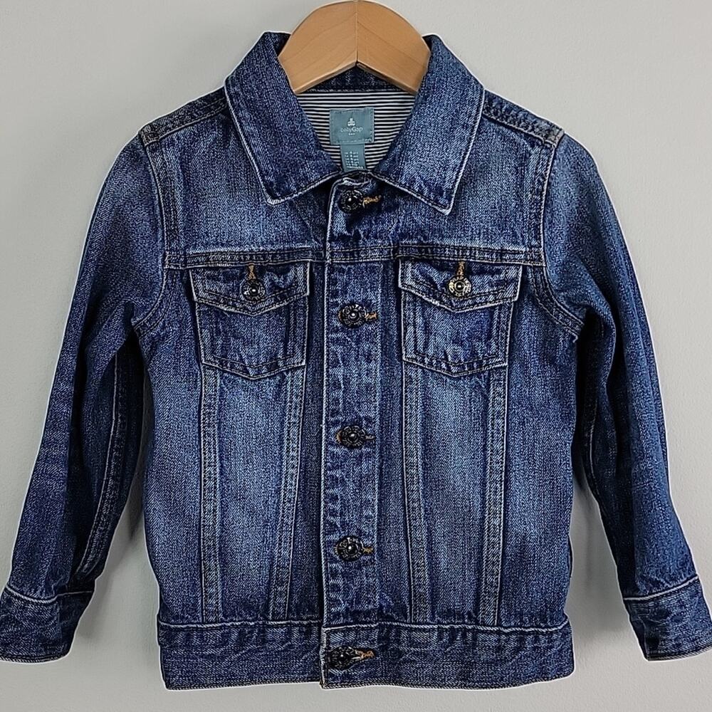 Baby Gap Blue Distressed Denim Jean Button-Up‎ Jacket Size 4 FLAWED